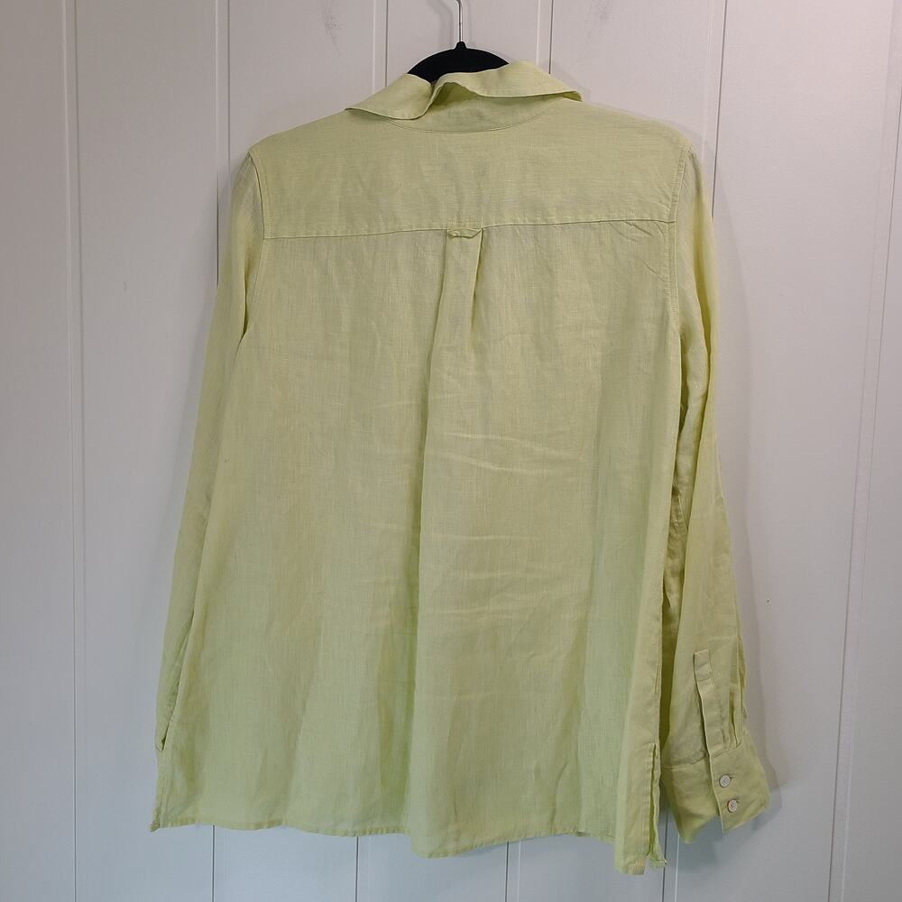 Talbots Pure Irish Linen Button Front Shirt Long Sleeve Yellow-Green Size 10 - Picture 2 of 9